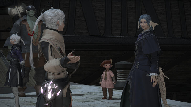 pp talking to alisaie with alphinaud and tataru in the bg