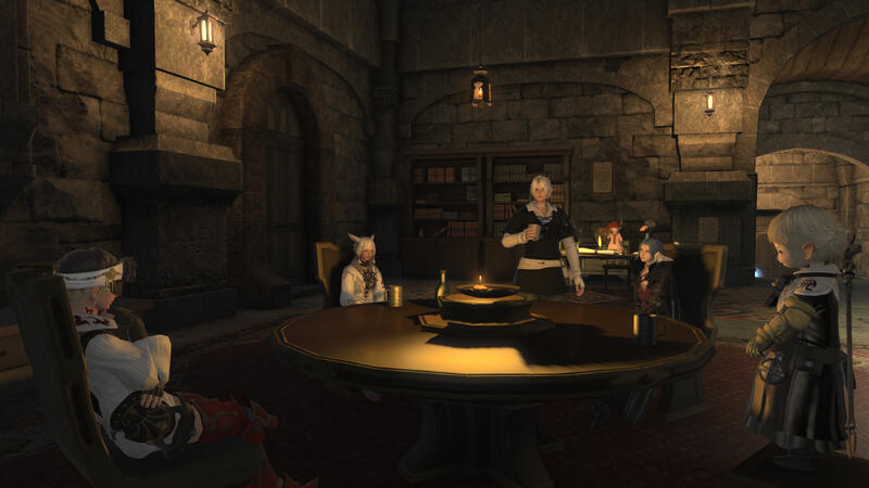 pp, thancred, y'shtola, papalymo, yda and tataru in rising stones